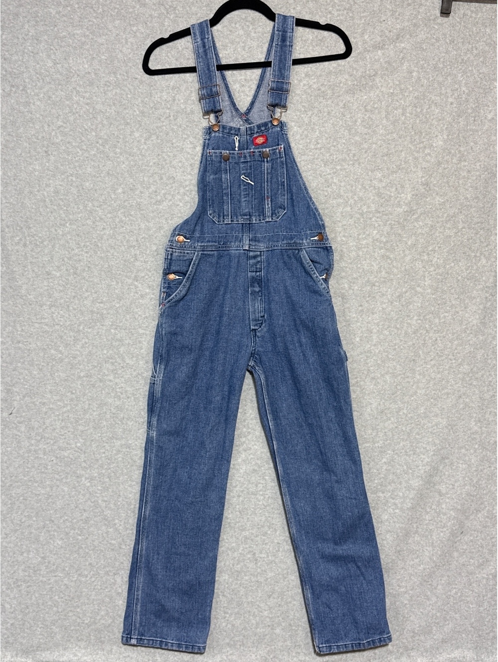 Vintage Dickies Denim Overalls Size Medium Blue Carpenter Bib 28x25 Youth Women
